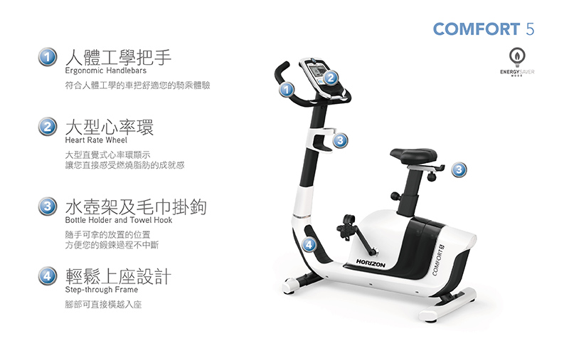 HORIZON Comfort 5 直立式健身車