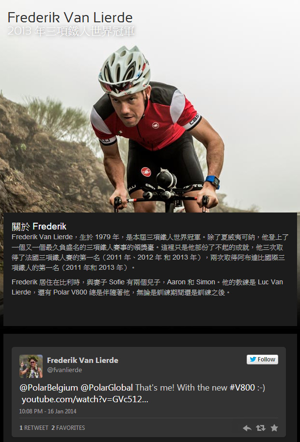 三鐵世界冠軍車手Frederik推薦運動錶