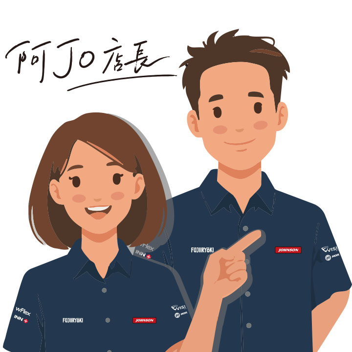 阿JO店長與門市夥伴插畫